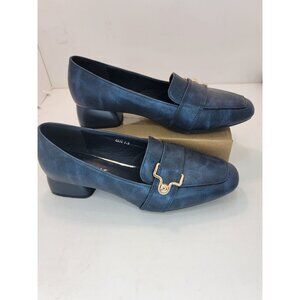 Cinak Blue Women's slip on heeled Loafers square toe cushioned SZ 7.5 C070
